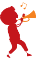 child icon playing the trumpet